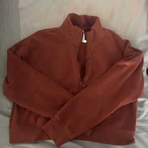 Fabletics Cropped Quarter-Zip Pullover | Women’s Large | Rust Brown